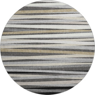 Piper Looms Mayfield Stripes AMF997 Gray Machine Washable Area Rug Round Main Image