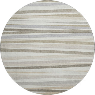 Piper Looms Mayfield Stripes AMF997 Ivory Machine Washable Area Rug Round Main Image