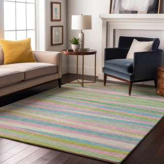 Piper Looms Mayfield Stripes AMF997 Mint Machine Washable Area Rug Lifestyle Image Feature