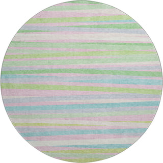 Piper Looms Mayfield Stripes AMF997 Mint Machine Washable Area Rug Round Main Image