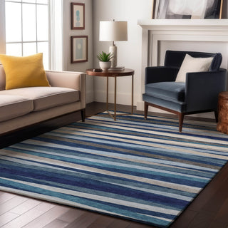 Piper Looms Mayfield Stripes AMF997 Navy Machine Washable Area Rug Lifestyle Image Feature