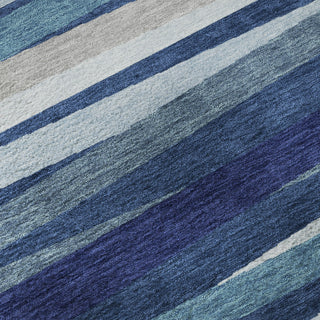 Piper Looms Mayfield Stripes AMF997 Navy Machine Washable Area Rug Swatch Image