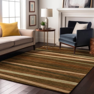 Piper Looms Mayfield Stripes AMF997 Paprika Machine Washable Area Rug Lifestyle Image Feature