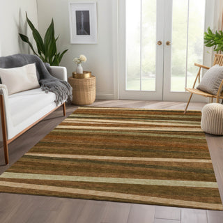 Piper Looms Mayfield Stripes AMF997 Paprika Machine Washable Area Rug Lifestyle Image Feature