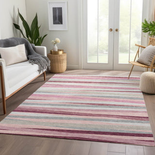 Piper Looms Mayfield Stripes AMF997 Pink Machine Washable Area Rug Lifestyle Image Feature
