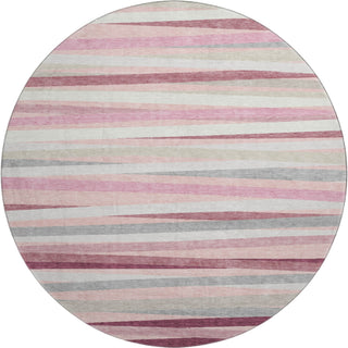 Piper Looms Mayfield Stripes AMF997 Pink Machine Washable Area Rug Round Main Image