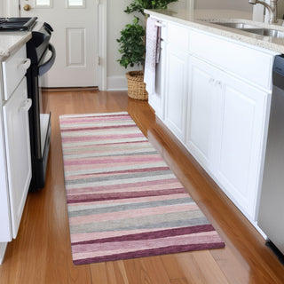 Piper Looms Mayfield Stripes AMF997 Pink Machine Washable Area Rug Runner Lifestyle Image Feature