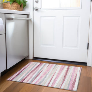 Piper Looms Mayfield Stripes AMF997 Pink Machine Washable Area Rug Scatter Lifestyle Image Feature