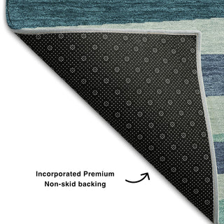 Piper Looms Mayfield Stripes AMF997 Teal Machine Washable Area Rug Backing Image