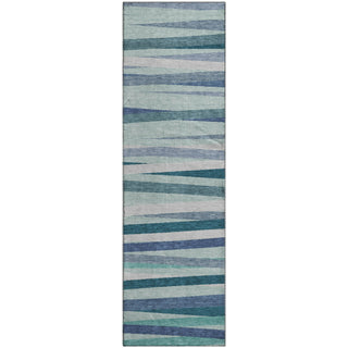 Piper Looms Mayfield Stripes AMF997 Teal Machine Washable Area Rug Runner Main Image