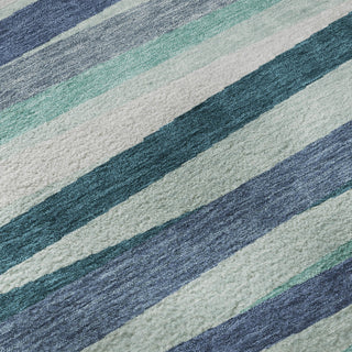 Piper Looms Mayfield Stripes AMF997 Teal Machine Washable Area Rug Swatch Image
