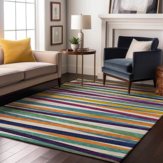 Piper Looms Mayfield Stripes AMF997 White Machine Washable Area Rug Lifestyle Image Feature