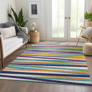 Piper Looms Mayfield Stripes AMF997 White Machine Washable Area Rug Lifestyle Image Feature