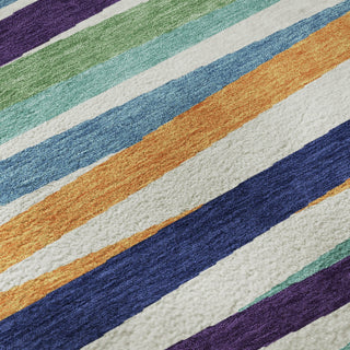 Piper Looms Mayfield Stripes AMF997 White Machine Washable Area Rug Swatch Image