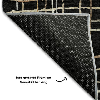 Piper Looms Mayfield Stripes AMF998 Black Machine Washable Area Rug Backing Image
