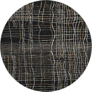 Piper Looms Mayfield Stripes AMF998 Black Machine Washable Area Rug Round Main Image
