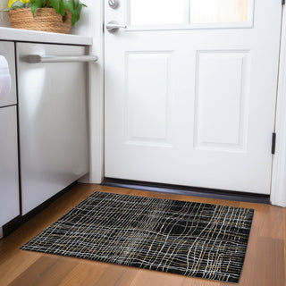 Piper Looms Mayfield Stripes AMF998 Black Machine Washable Area Rug Scatter Lifestyle Image Feature