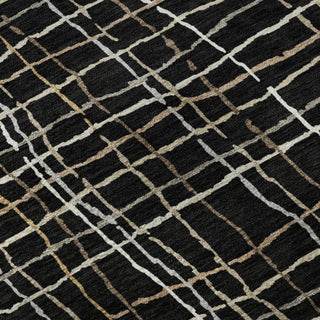 Piper Looms Mayfield Stripes AMF998 Black Machine Washable Area Rug Swatch Image