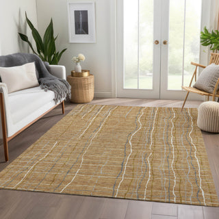 Piper Looms Mayfield Stripes AMF998 Gold Machine Washable Area Rug Lifestyle Image Feature