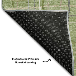 Piper Looms Mayfield Stripes AMF998 Green Machine Washable Area Rug Backing Image