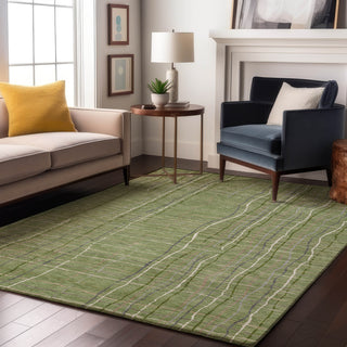 Piper Looms Mayfield Stripes AMF998 Green Machine Washable Area Rug Lifestyle Image Feature