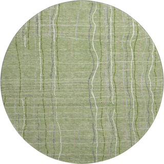 Piper Looms Mayfield Stripes AMF998 Green Machine Washable Area Rug Round Main Image