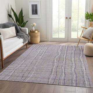 Piper Looms Mayfield Stripes AMF998 Lavender Machine Washable Area Rug Lifestyle Image Feature