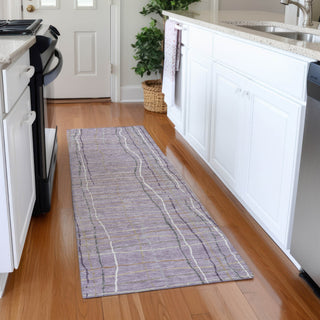 Piper Looms Mayfield Stripes AMF998 Lavender Machine Washable Area Rug Runner Lifestyle Image Feature