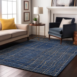 Piper Looms Mayfield Stripes AMF998 Navy Machine Washable Area Rug Lifestyle Image Feature