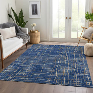 Piper Looms Mayfield Stripes AMF998 Navy Machine Washable Area Rug Lifestyle Image Feature