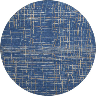 Piper Looms Mayfield Stripes AMF998 Navy Machine Washable Area Rug Round Main Image