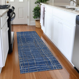 Piper Looms Mayfield Stripes AMF998 Navy Machine Washable Area Rug Runner Lifestyle Image Feature