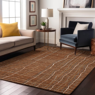 Piper Looms Mayfield Stripes AMF998 Paprika Machine Washable Area Rug Lifestyle Image Feature