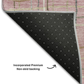 Piper Looms Mayfield Stripes AMF998 Pink Machine Washable Area Rug Backing Image