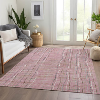 Piper Looms Mayfield Stripes AMF998 Pink Machine Washable Area Rug Lifestyle Image Feature