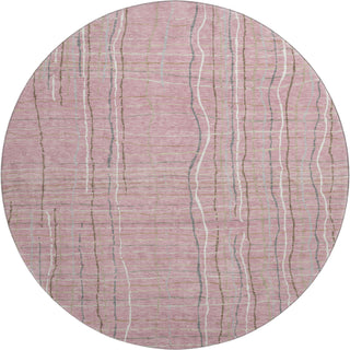 Piper Looms Mayfield Stripes AMF998 Pink Machine Washable Area Rug Round Main Image