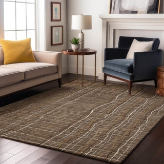 Piper Looms Mayfield Stripes AMF998 Taupe Machine Washable Area Rug Lifestyle Image Feature