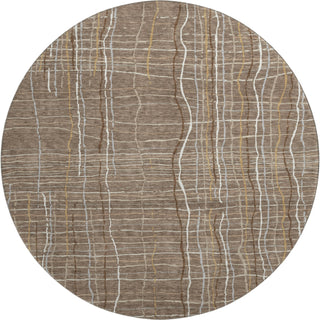 Piper Looms Mayfield Stripes AMF998 Taupe Machine Washable Area Rug Round Main Image