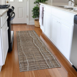 Piper Looms Mayfield Stripes AMF998 Taupe Machine Washable Area Rug Runner Lifestyle Image Feature