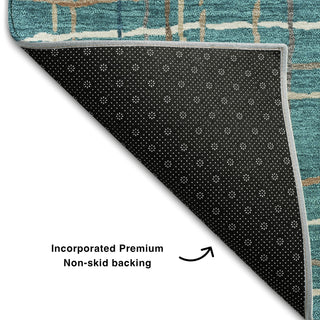 Piper Looms Mayfield Stripes AMF998 Teal Machine Washable Area Rug Backing Image