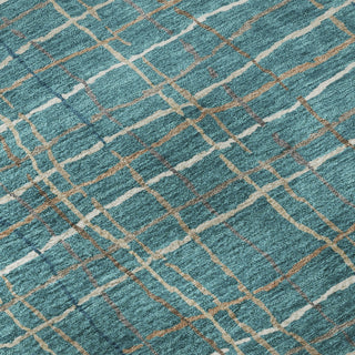 Piper Looms Mayfield Stripes AMF998 Teal Machine Washable Area Rug Swatch Image