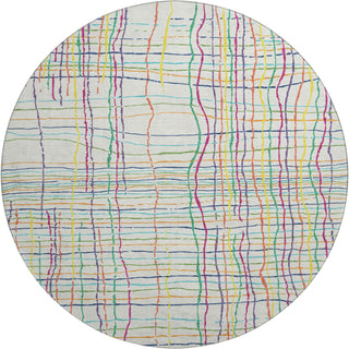 Piper Looms Mayfield Stripes AMF998 White Machine Washable Area Rug Round Main Image