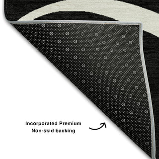 Piper Looms Mayfield Swirls AMF999 Black Machine Washable Area Rug Backing Image