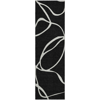 Piper Looms Mayfield Swirls AMF999 Black Machine Washable Area Rug Runner Main Image