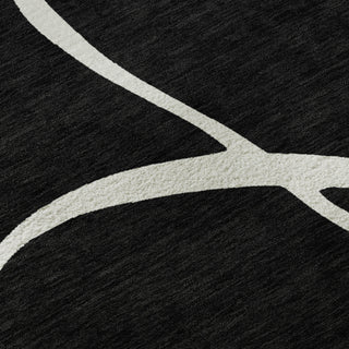 Piper Looms Mayfield Swirls AMF999 Black Machine Washable Area Rug Swatch Image