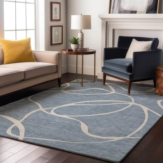 Piper Looms Mayfield Swirls AMF999 Denim Machine Washable Area Rug Lifestyle Image Feature