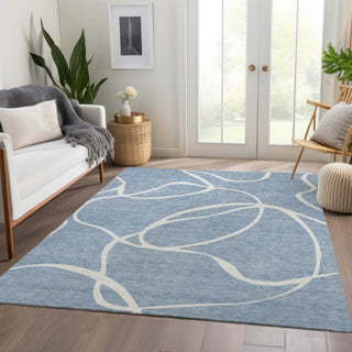Piper Looms Mayfield Swirls AMF999 Denim Machine Washable Area Rug Lifestyle Image Feature
