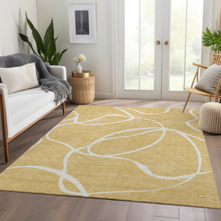 Piper Looms Mayfield Swirls AMF999 Gold Machine Washable Area Rug Lifestyle Image Feature