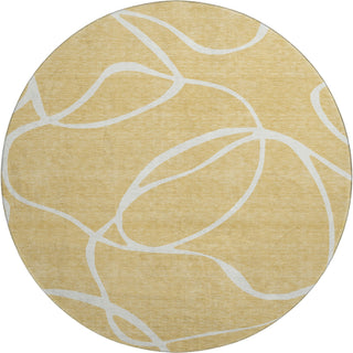 Piper Looms Mayfield Swirls AMF999 Gold Machine Washable Area Rug Round Main Image