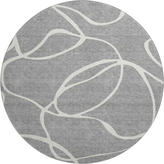 Piper Looms Mayfield Swirls AMF999 Gray Machine Washable Area Rug Round Main Image